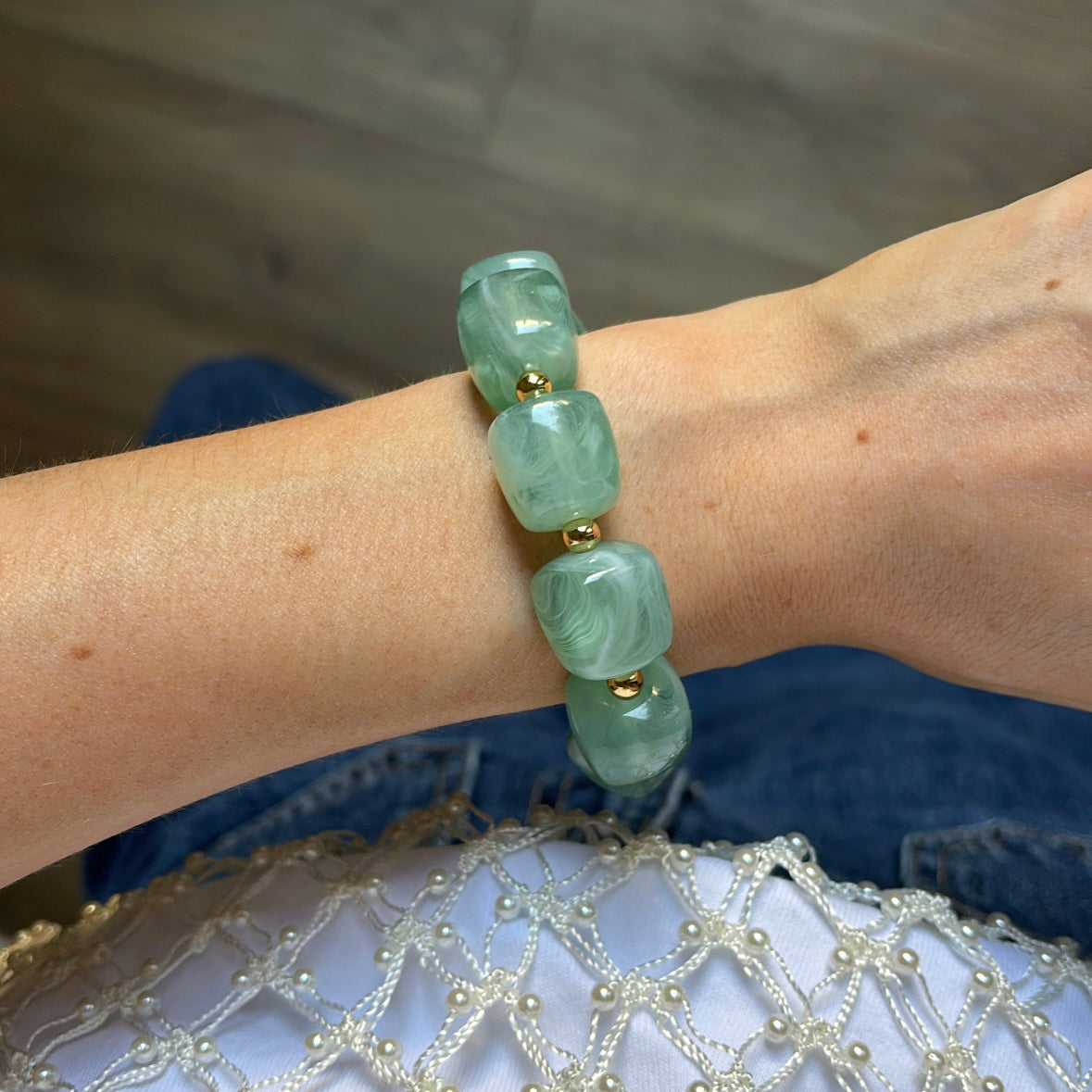Ambre Bracelet in Mint Green